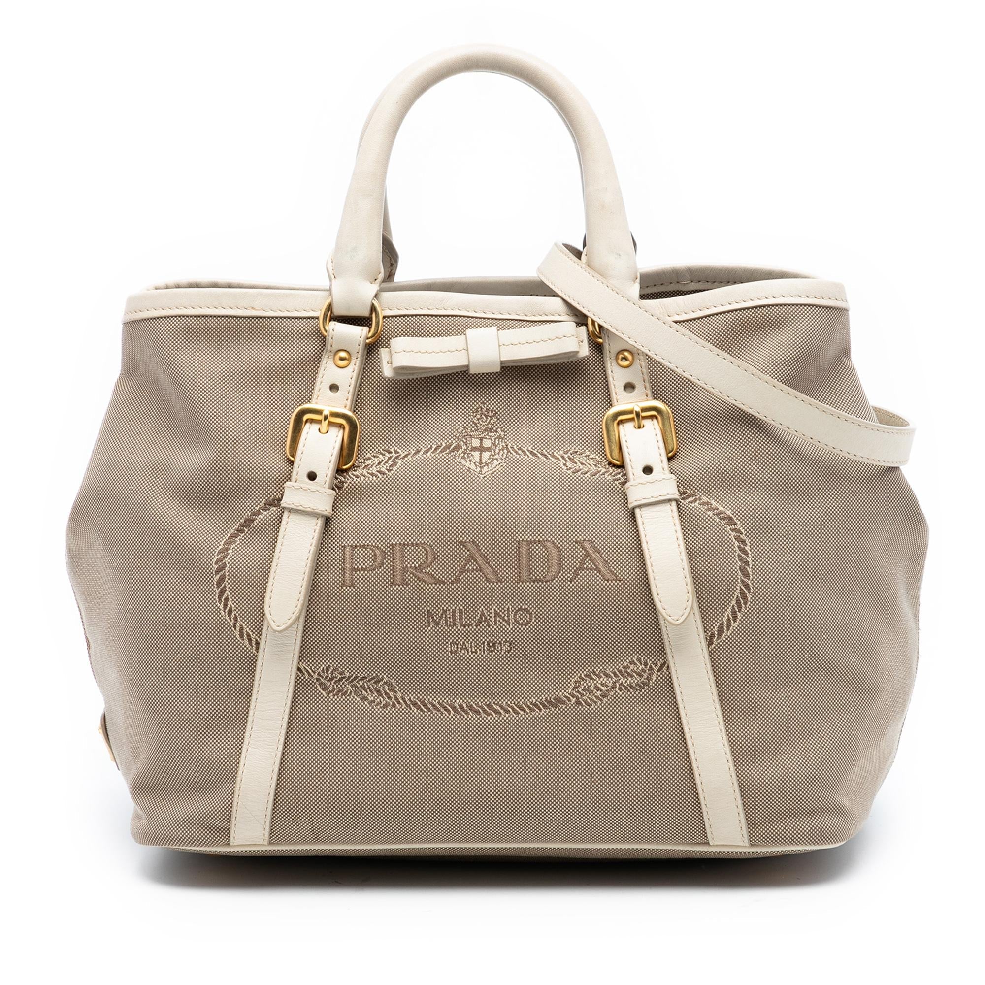 Prada Canvas Canapa Logo Bow Satchel