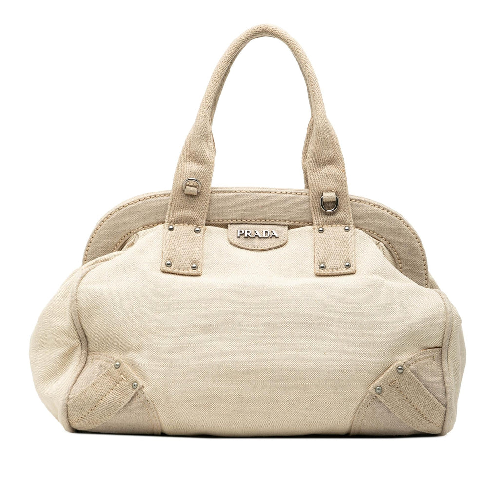Prada Canvas Canapa Mistolino Frame Satchel