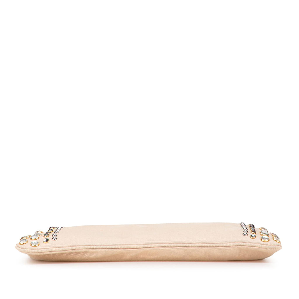 Prada Canvas Canapa Studded Vernice Clutch