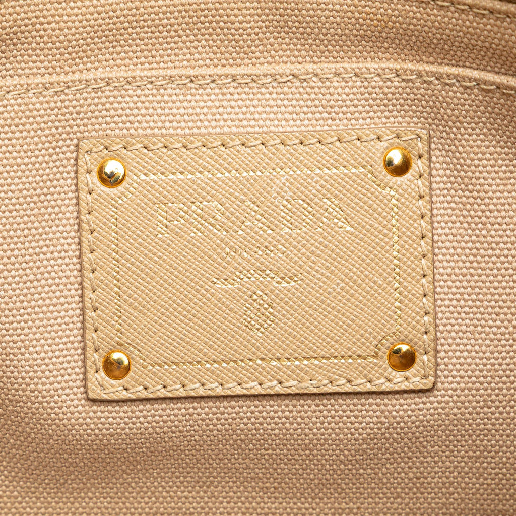 Prada Canvas Canapa Studded Vernice Clutch