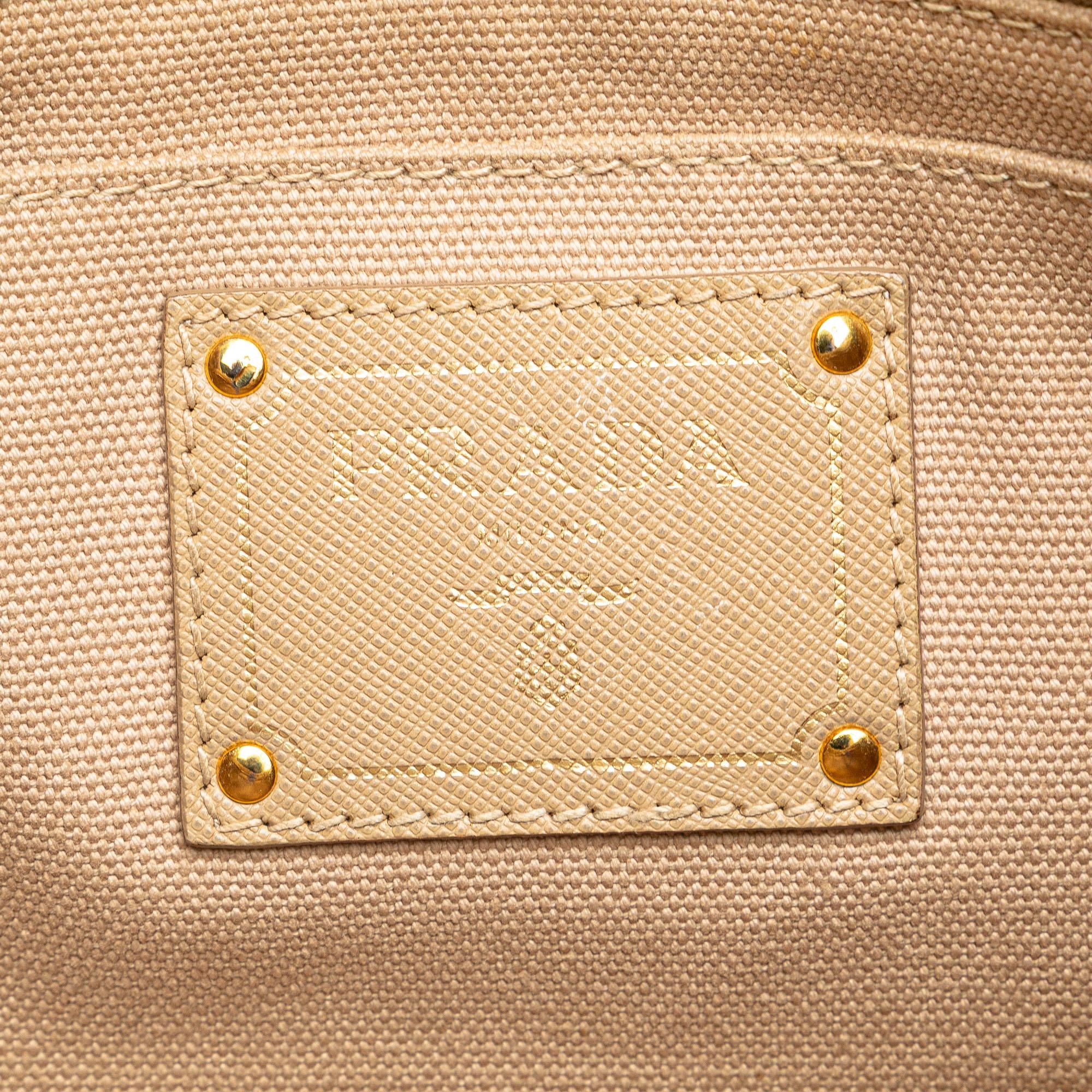 Prada Canvas Canapa Studded Vernice Clutch
