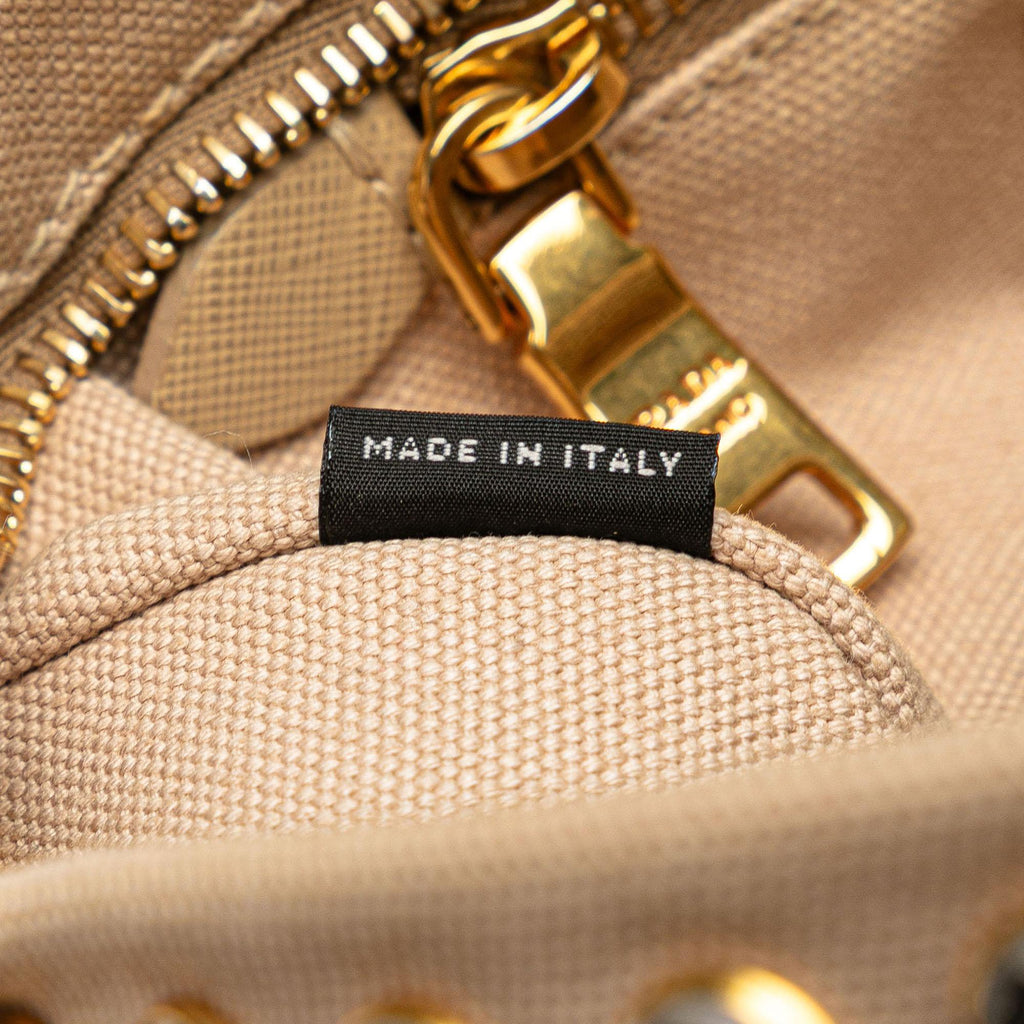 Prada Canvas Canapa Studded Vernice Clutch