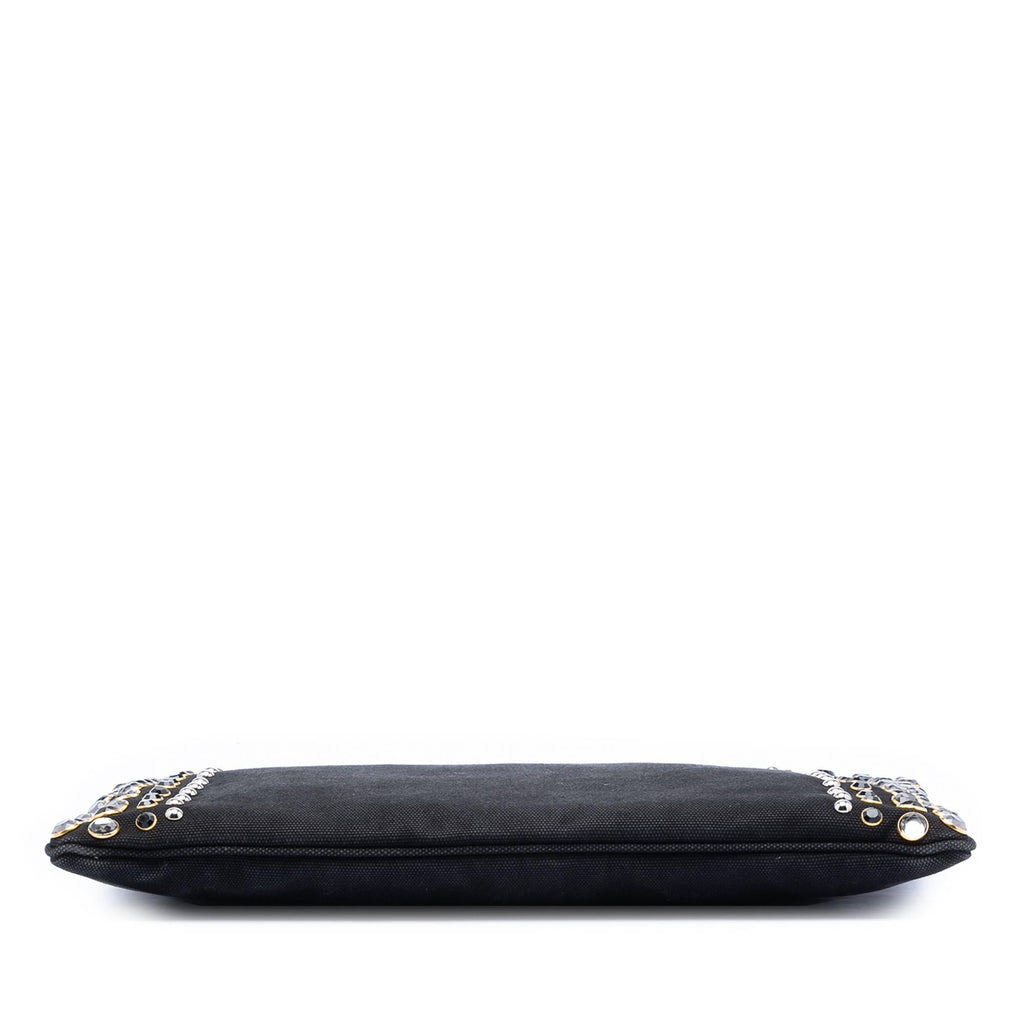 Prada Canvas Canapa Studded Vernice Clutch