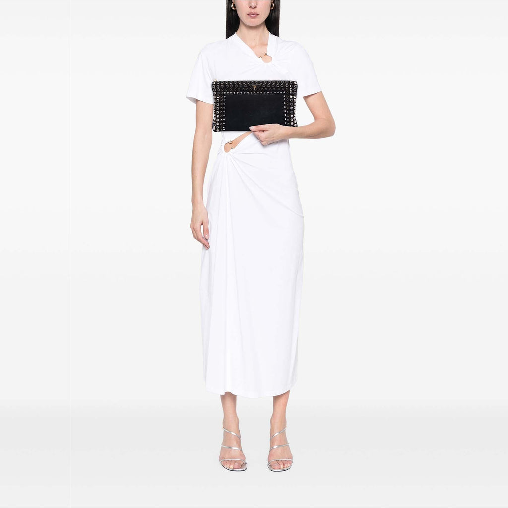 Prada Canvas Canapa Studded Vernice Clutch