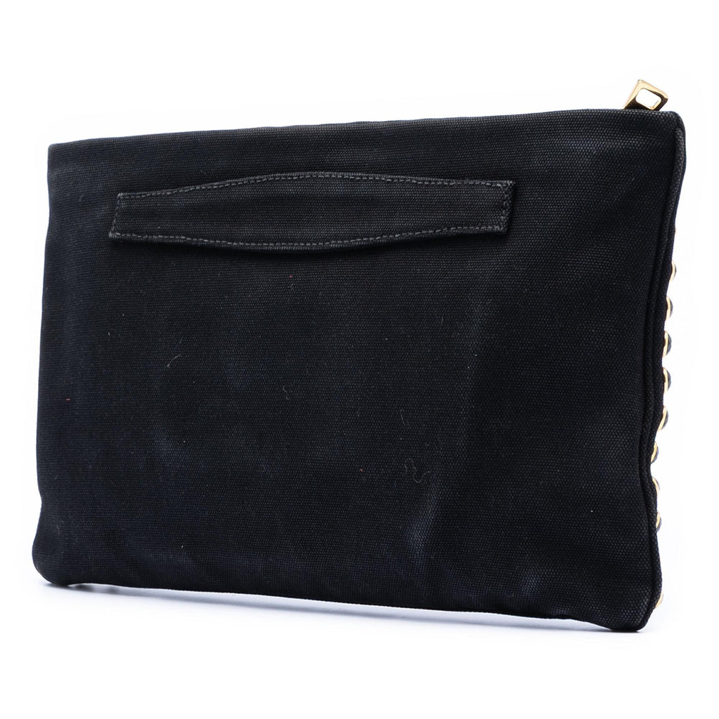 Prada Canvas Canapa Studded Vernice Clutch
