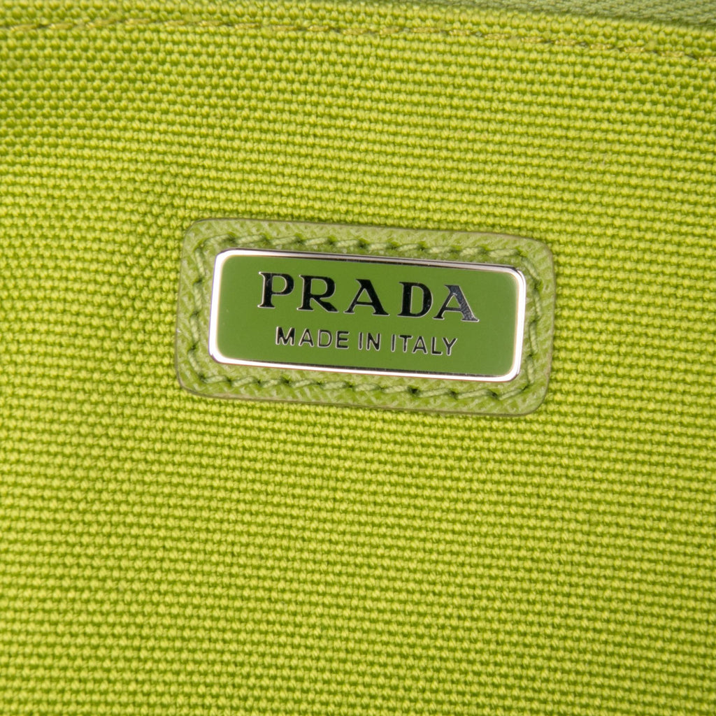 Prada Canvas Canapa Triangle Logo Wristlet Clutch