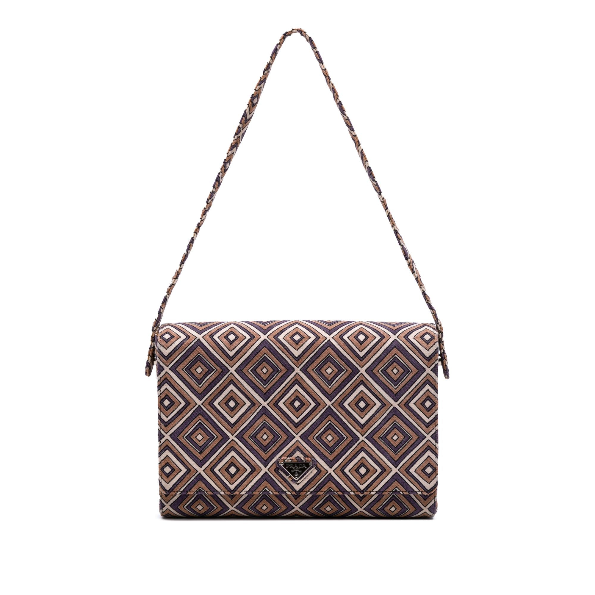 Prada Canvas Geometric Shoulder Bag
