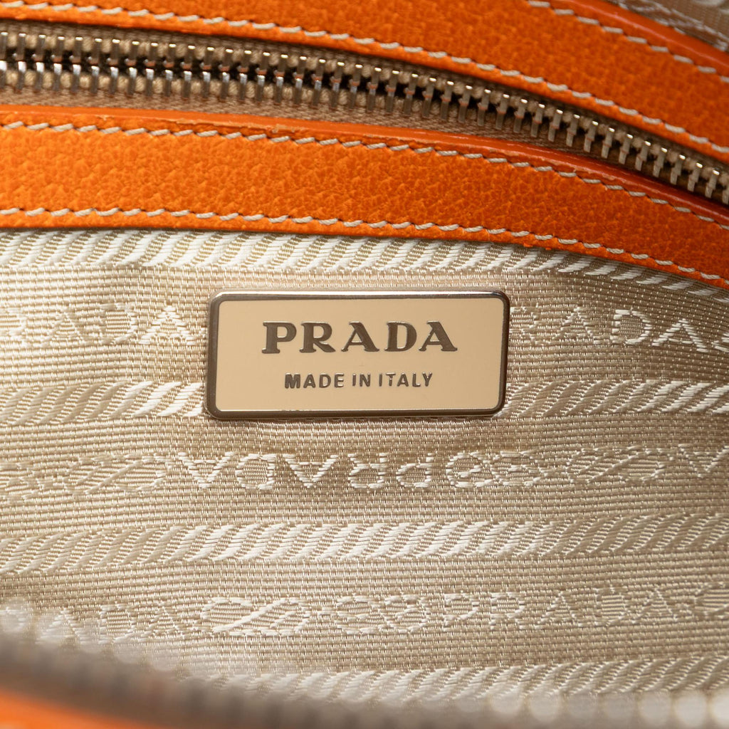 Prada Cinghiale Trimmed Canapa Handbag