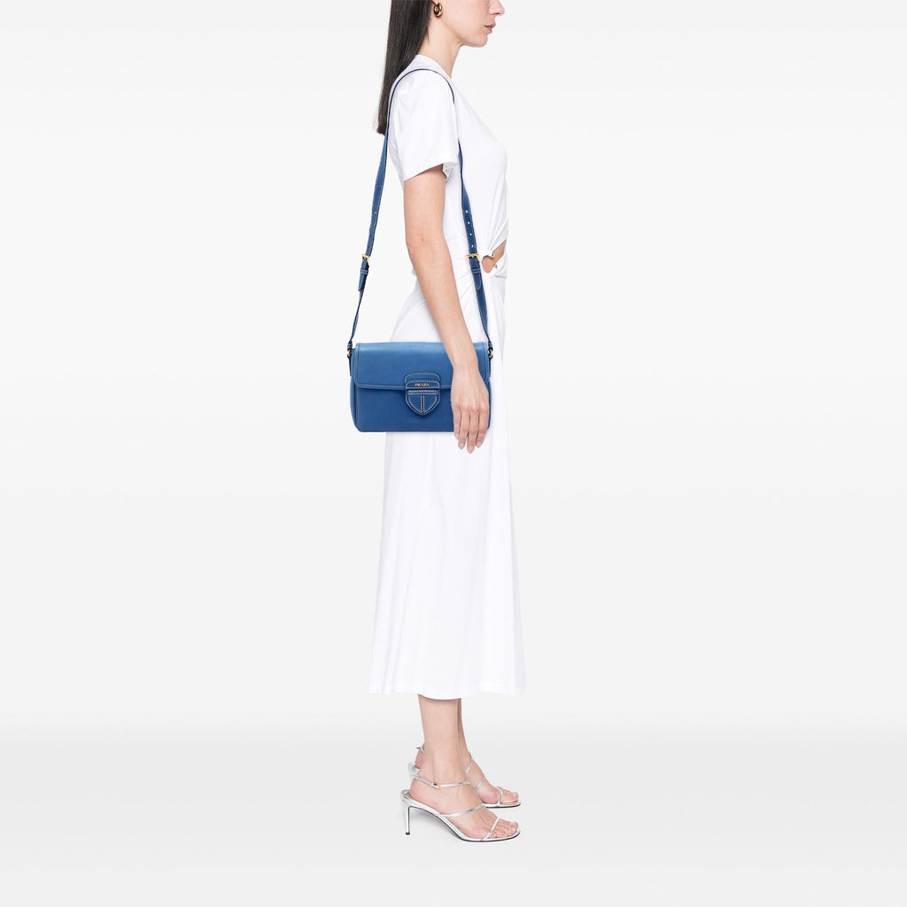 Prada City Calf Push Lock Flap Crossbody