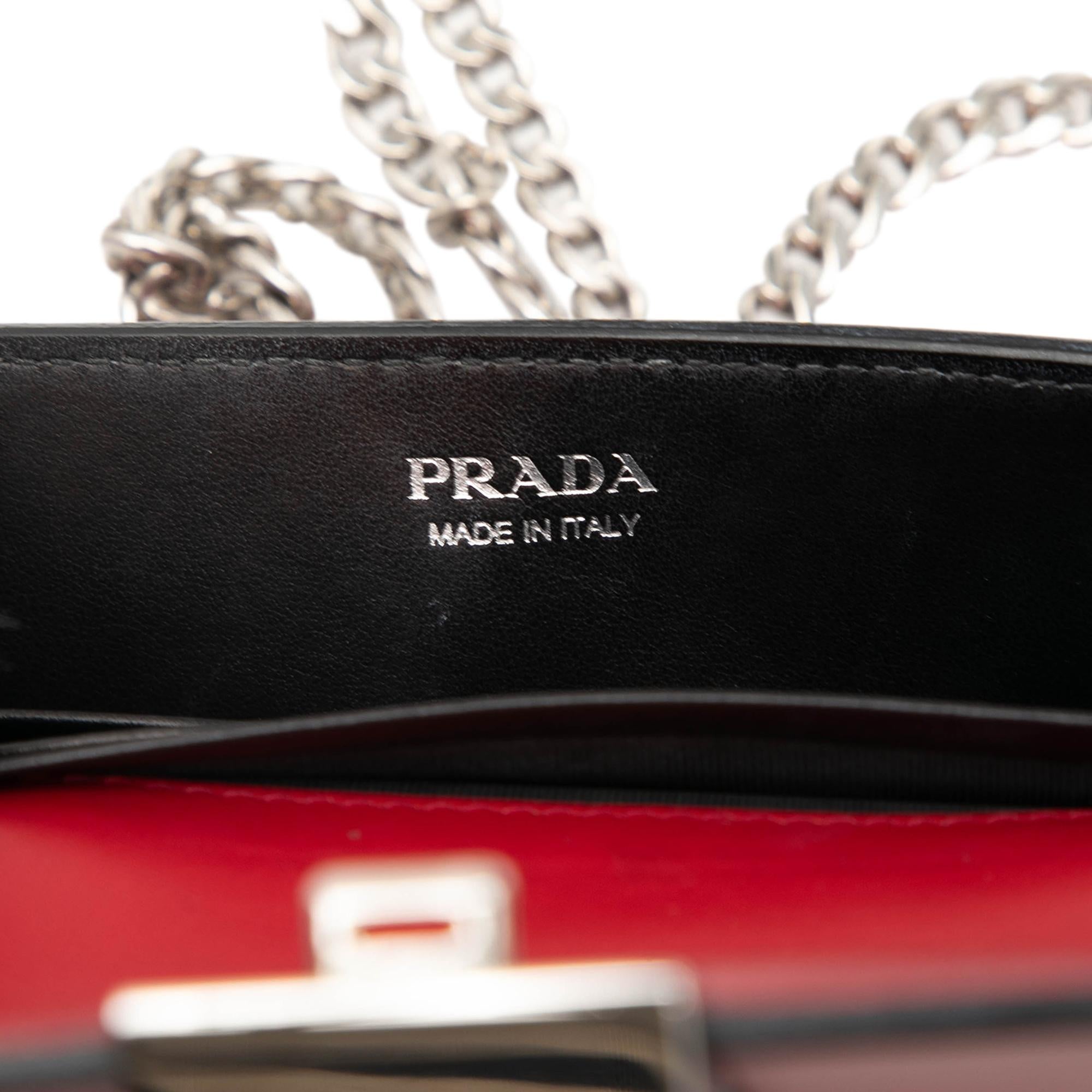 Prada City Calfskin Studded Elektra Clutch with Chain