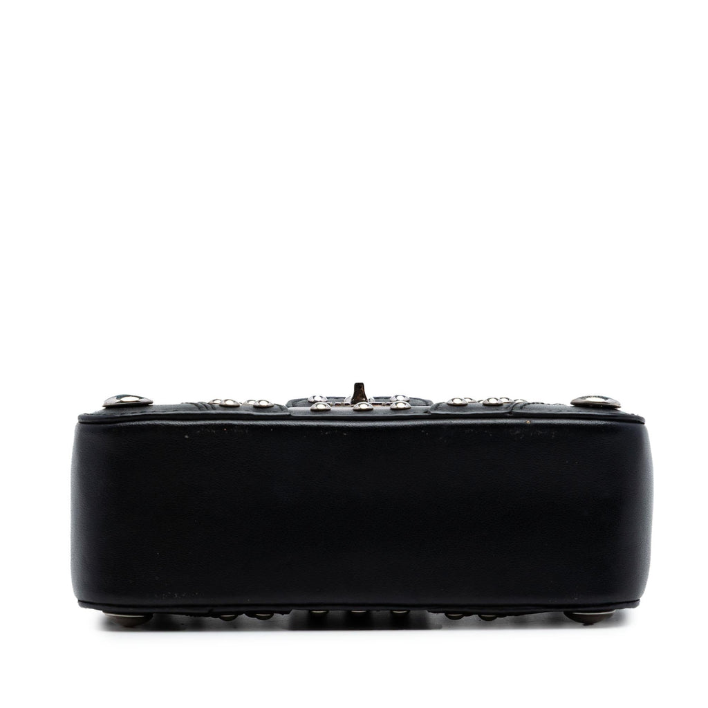Prada City Calfskin Studded Elektra Turn Lock Clutch