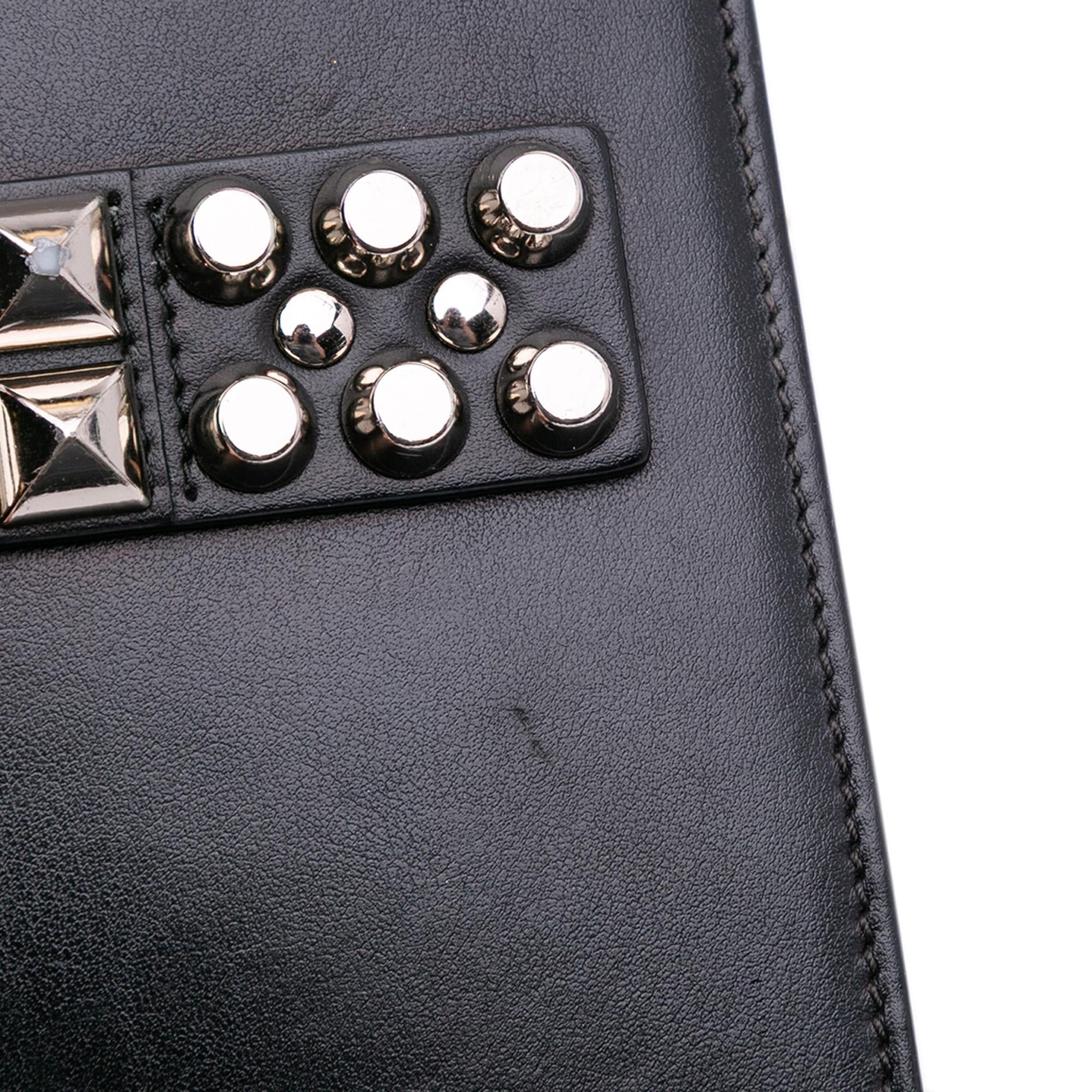 Prada City Calfskin and Saffiano Studded Elektra Clutch with Chain