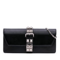 Prada City Calfskin and Saffiano Studded Elektra Clutch with Chain
