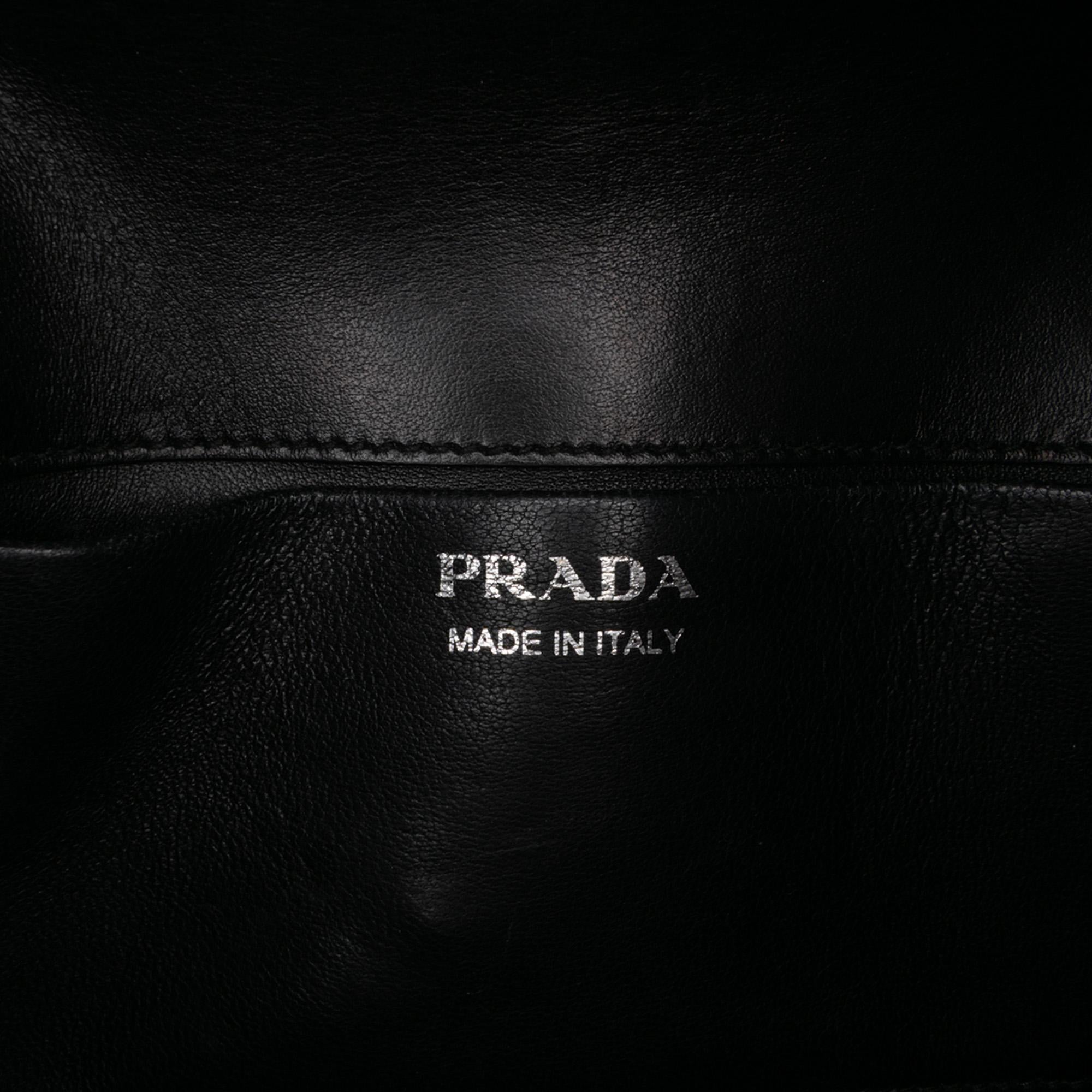Prada City Calfskin and Saffiano Studded Elektra Clutch with Chain