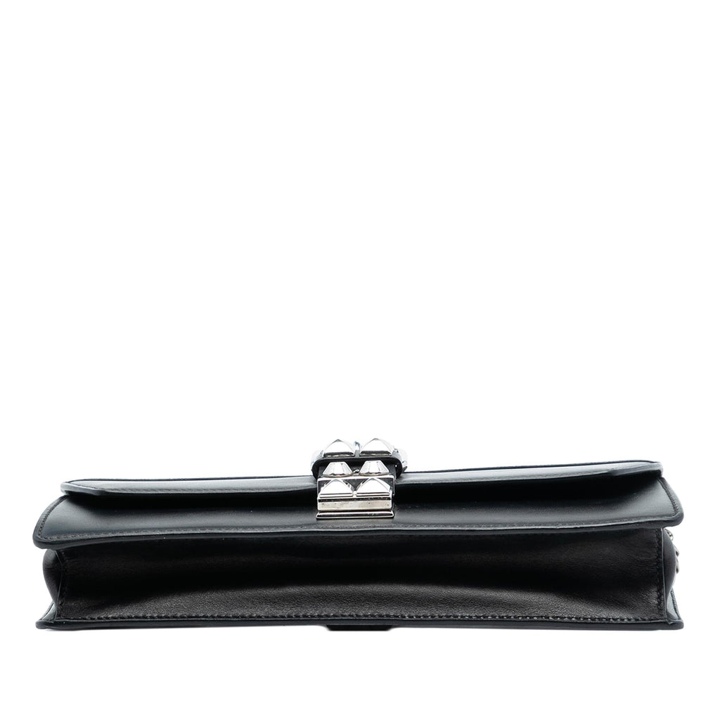 Prada City Calfskin and Saffiano Studded Elektra Clutch with Chain