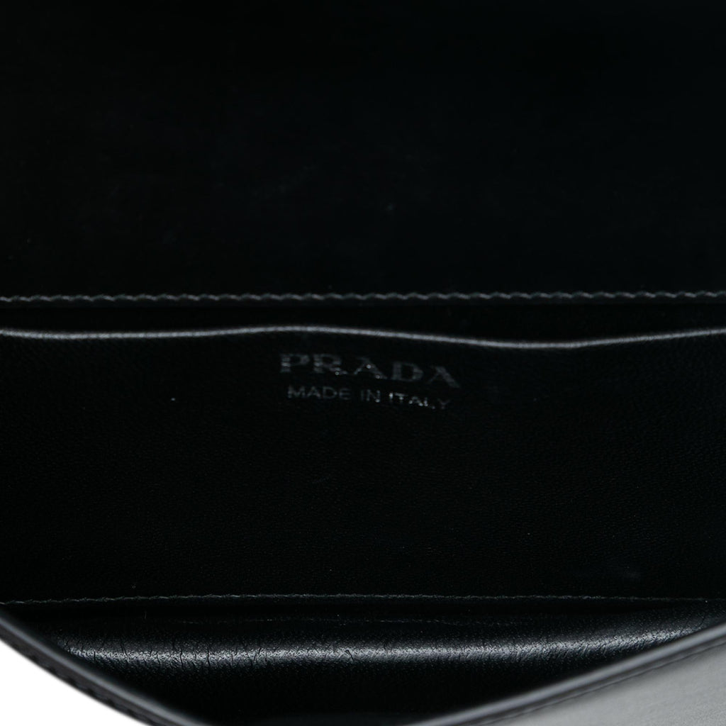 Prada City Calfskin and Saffiano Studded Elektra Clutch with Chain