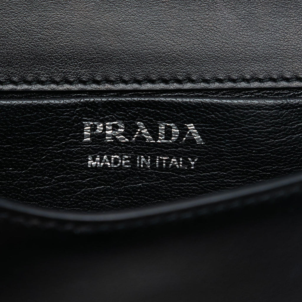 Prada City Calfskin and Saffiano Studded Elektra Clutch with Chain