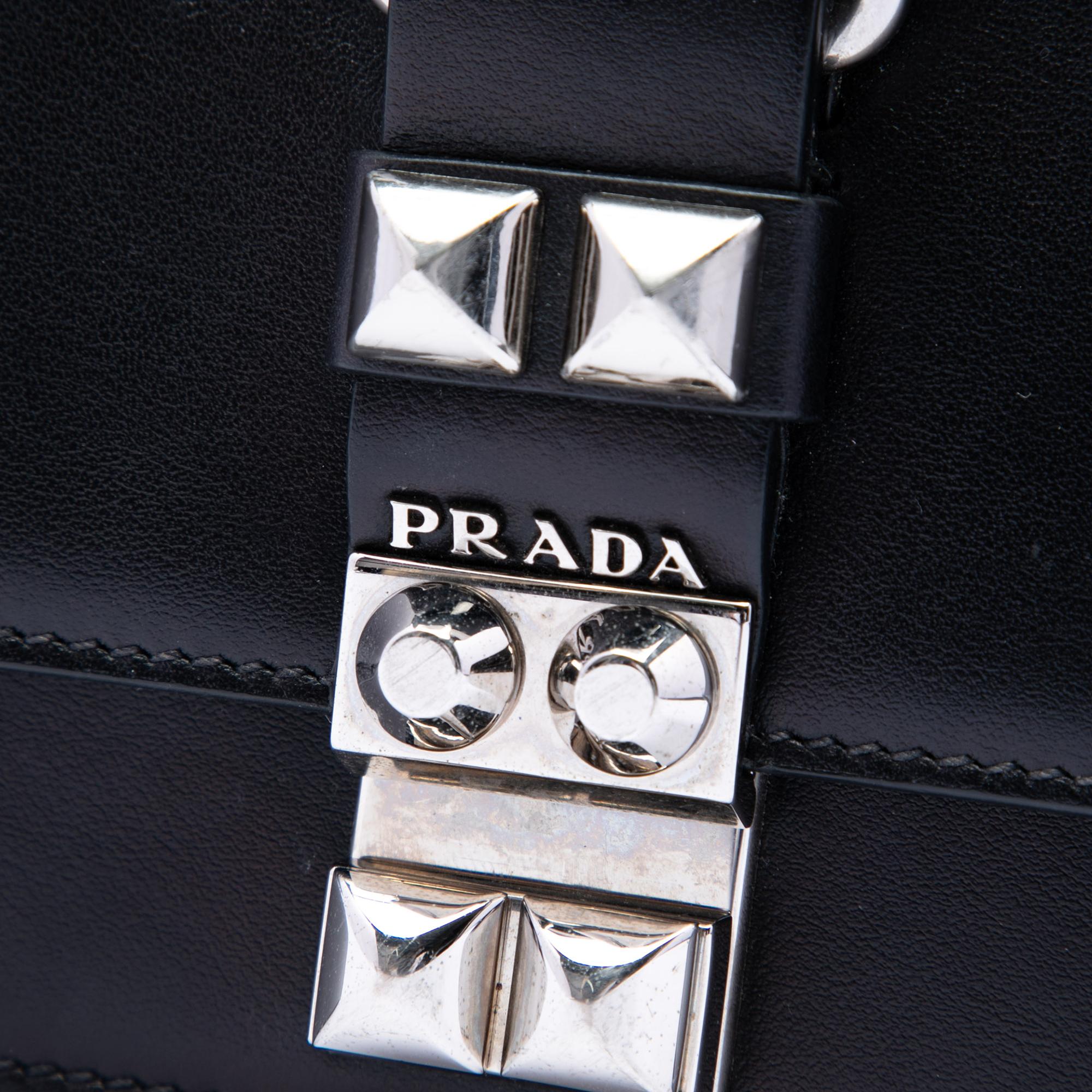 Prada City Calfskin and Saffiano Studded Elektra Crossbody