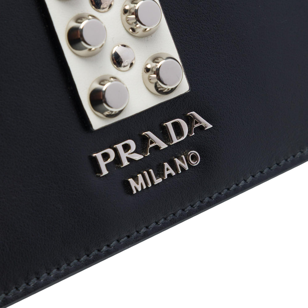 Prada City Calfskin and Saffiano Studded Elektra Crossbody