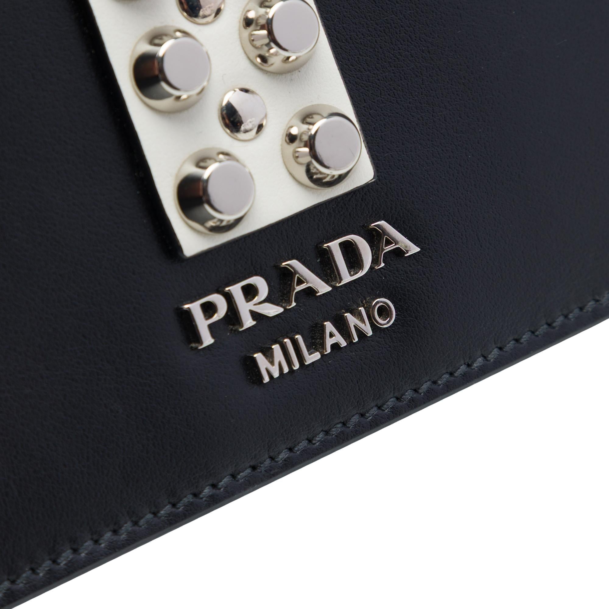 Prada City Calfskin and Saffiano Studded Elektra Crossbody