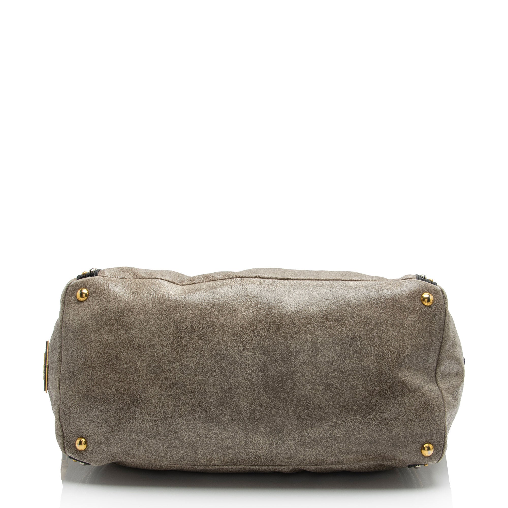 Prada Crackled Calfskin Studded Bauletto Satchel (SHF-hoMqXl)