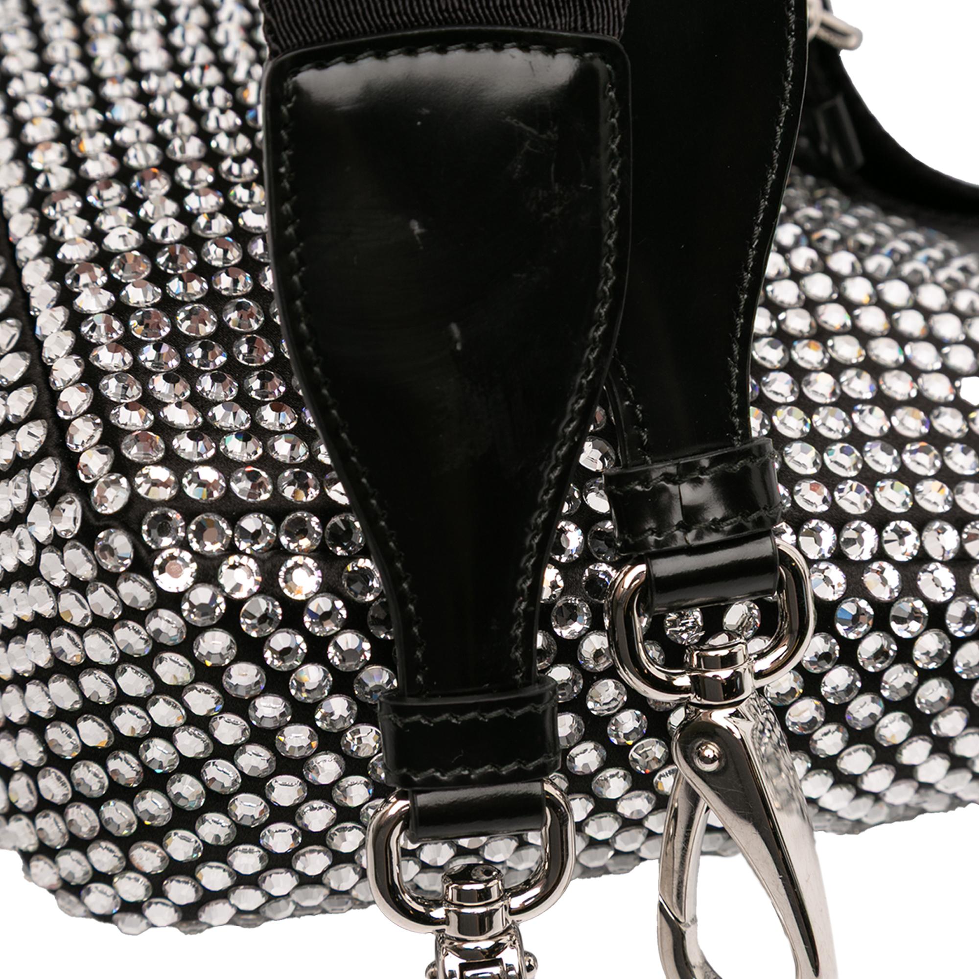 Prada Crystal Embellished Satin Triangle Pouch
