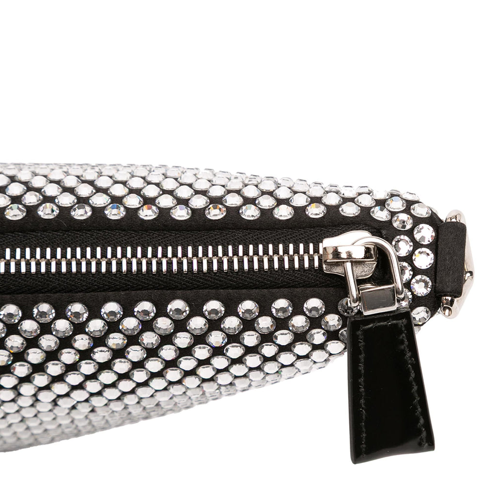 Prada Crystal Embellished Satin Triangle Pouch