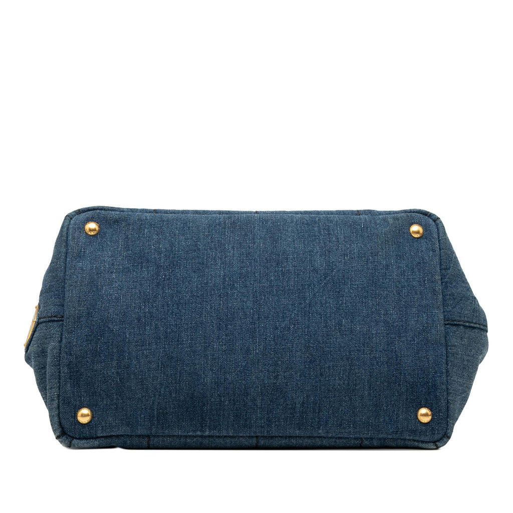 Prada Denim Canapa Logo Satchel