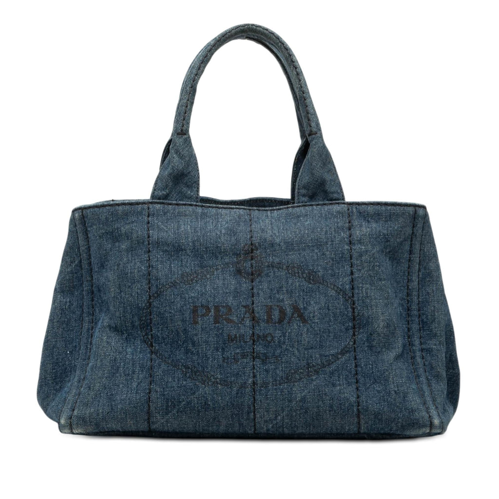 Prada Denim Canapa Logo Satchel