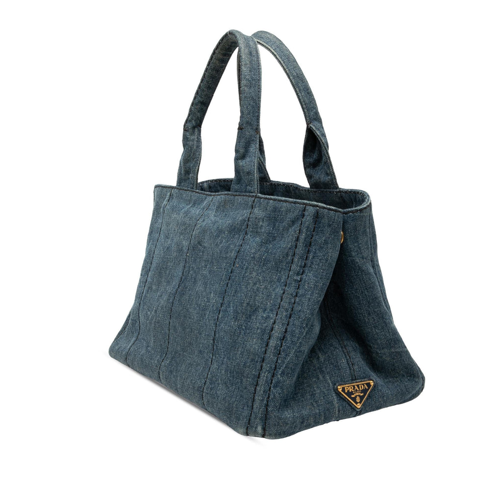 Prada Denim Canapa Logo Tote