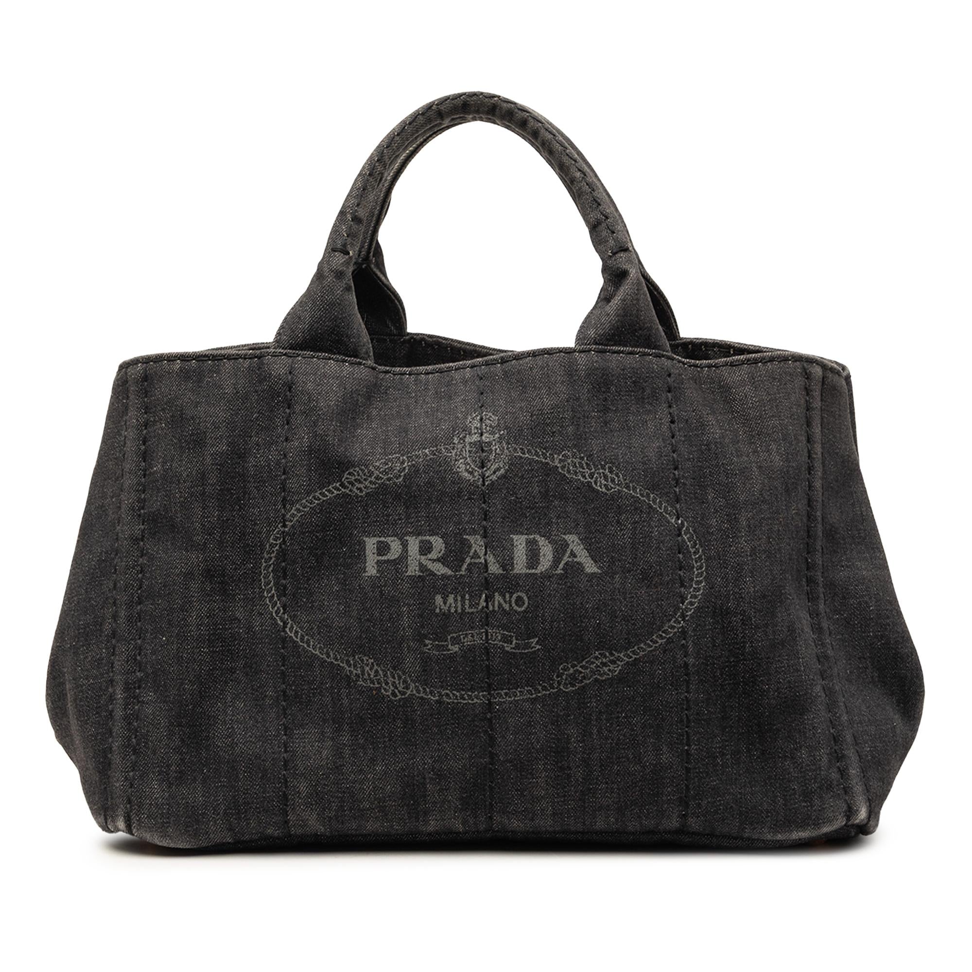 Prada Denim Canapa Logo Tote
