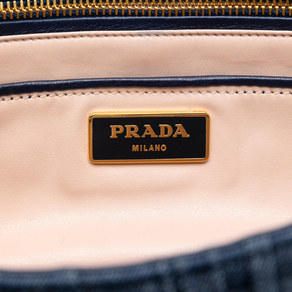Prada Denim Gaufre Resin Chain Shoulder Bag