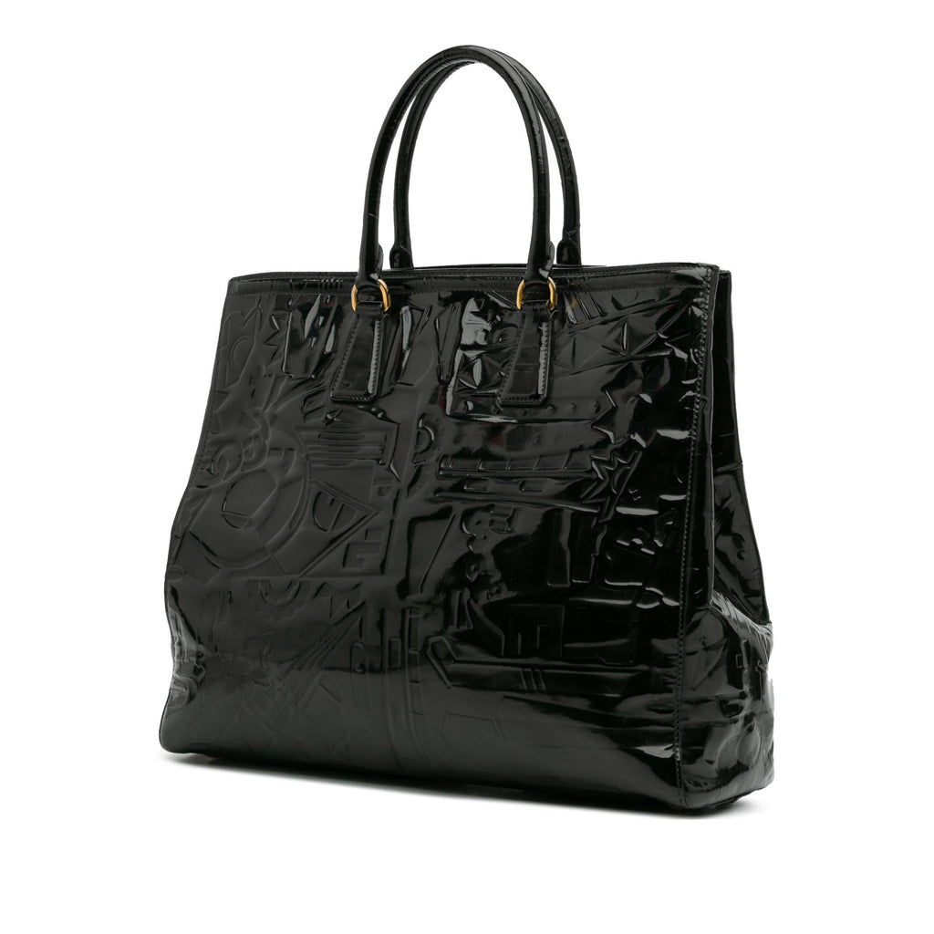 Prada Embossed Patent Satchel