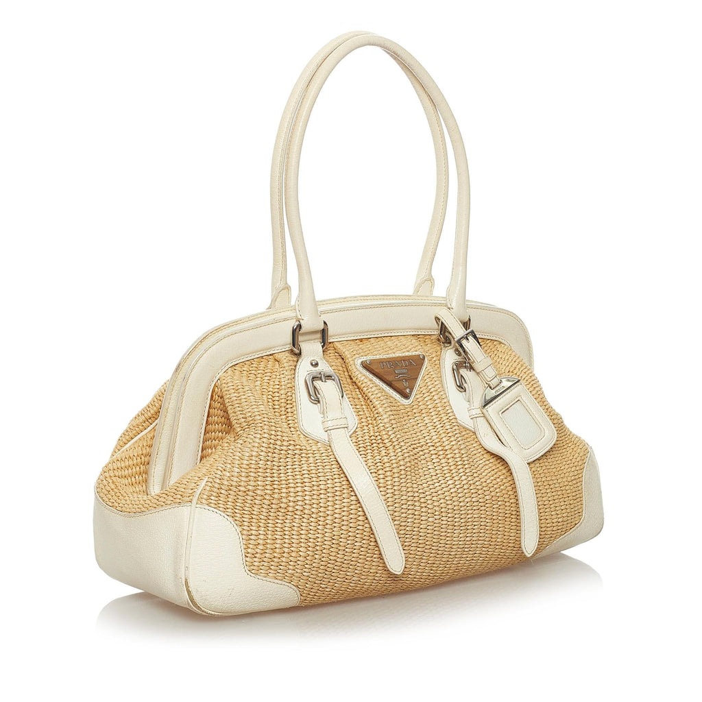 Prada Frame Raffia Shoulder Bag (SHG-29204)