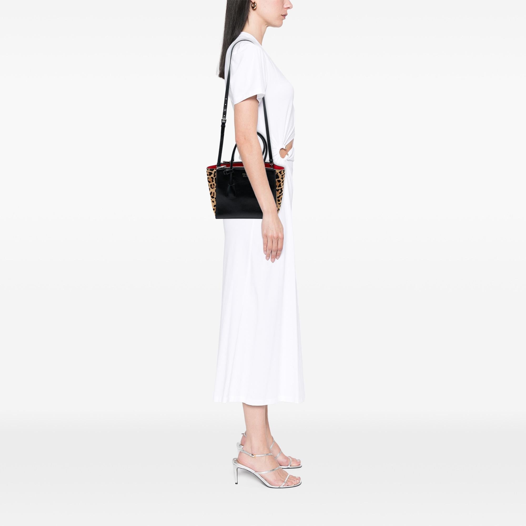 Prada Glace Calf Ponyhair Twin Pocket Satchel