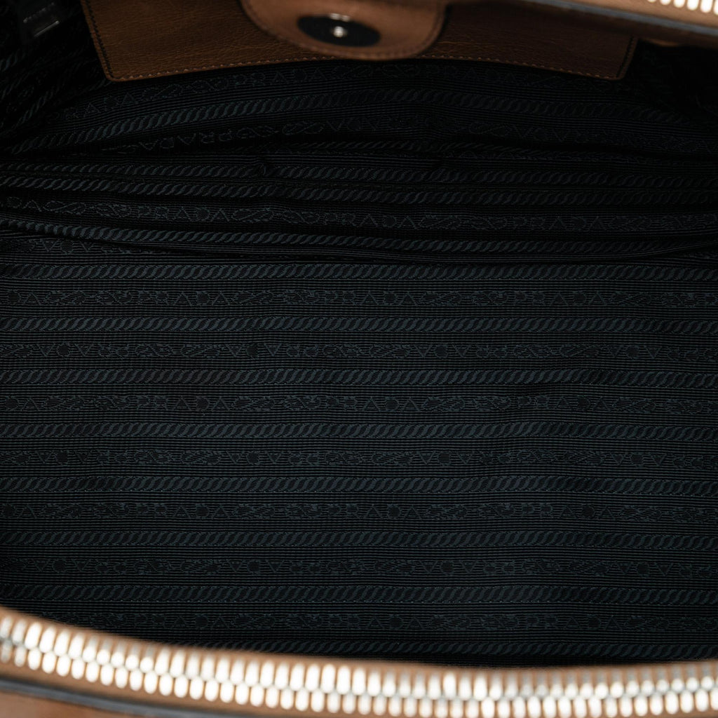 Prada Glace Calf Twin Pocket Double Handle Satchel