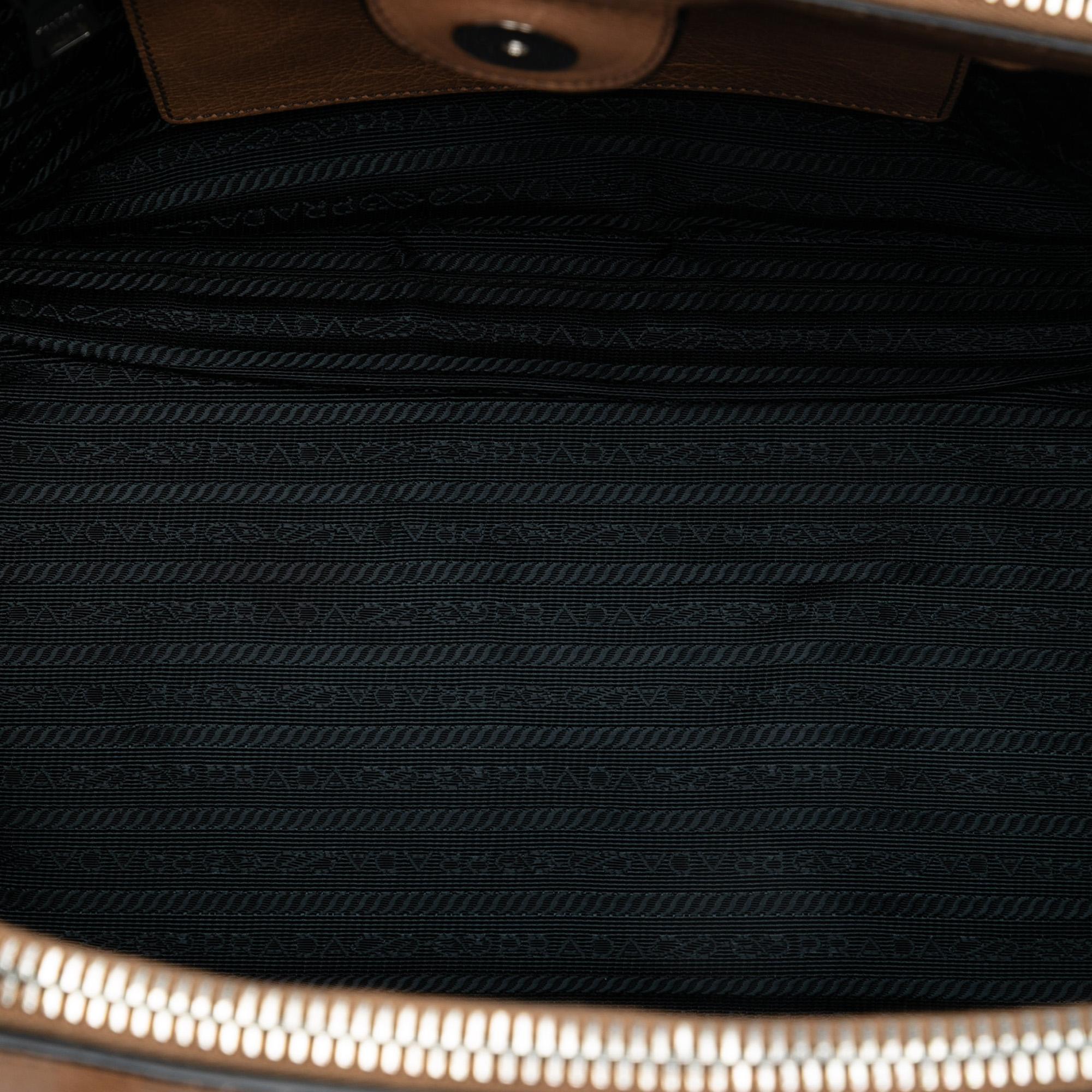 Prada Glace Calf Twin Pocket Double Handle Satchel