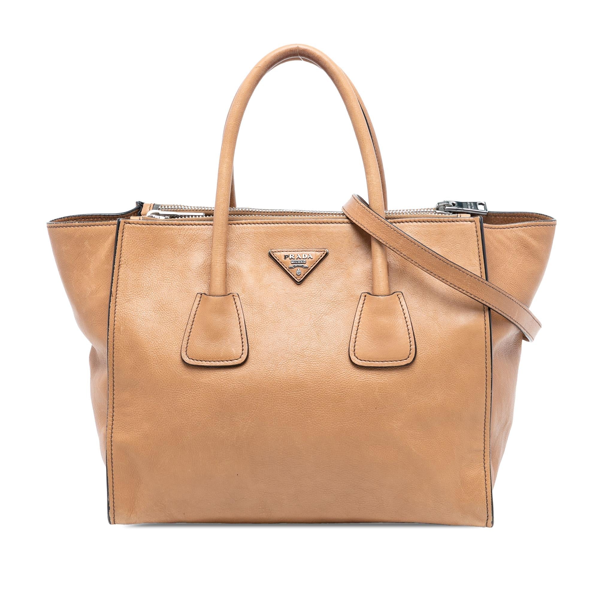 Prada Glace Calf Twin Pocket Double Handle Satchel