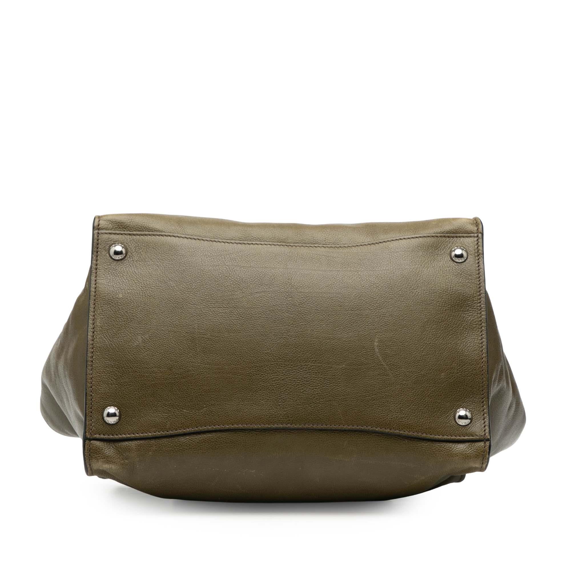 Prada Glace Calf Twin Pocket Double Handle Satchel