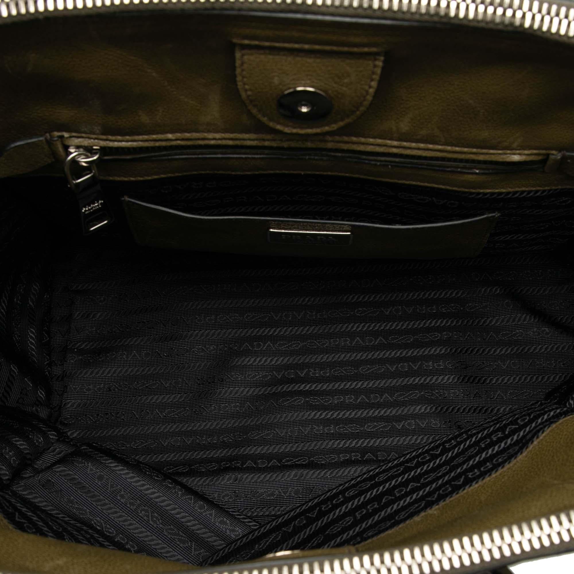 Prada Glace Calf Twin Pocket Double Handle Satchel