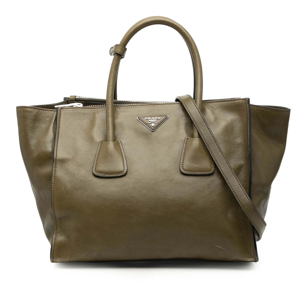 Prada Glace Calf Twin Pocket Double Handle Satchel