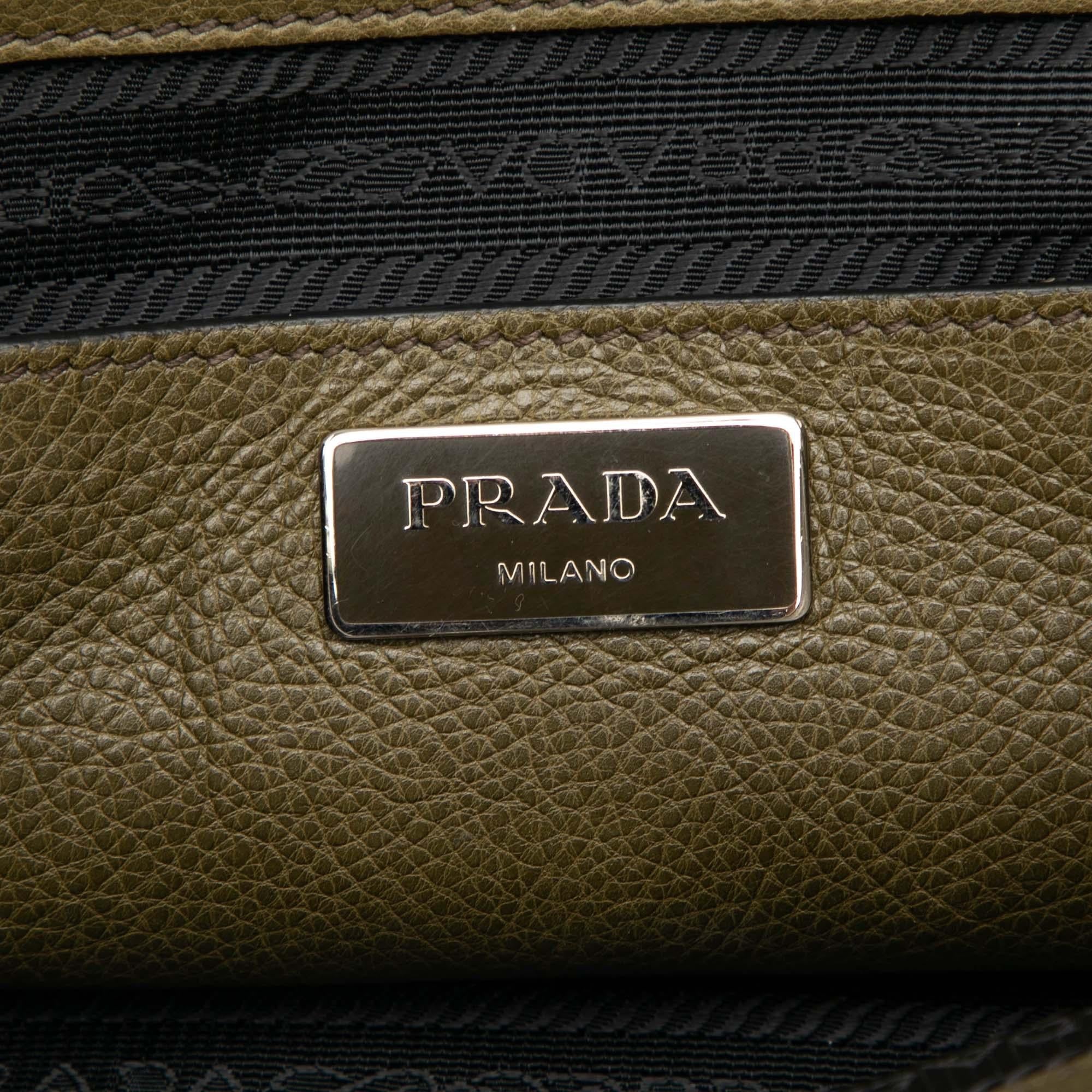 Prada Glace Calf Twin Pocket Double Handle Satchel
