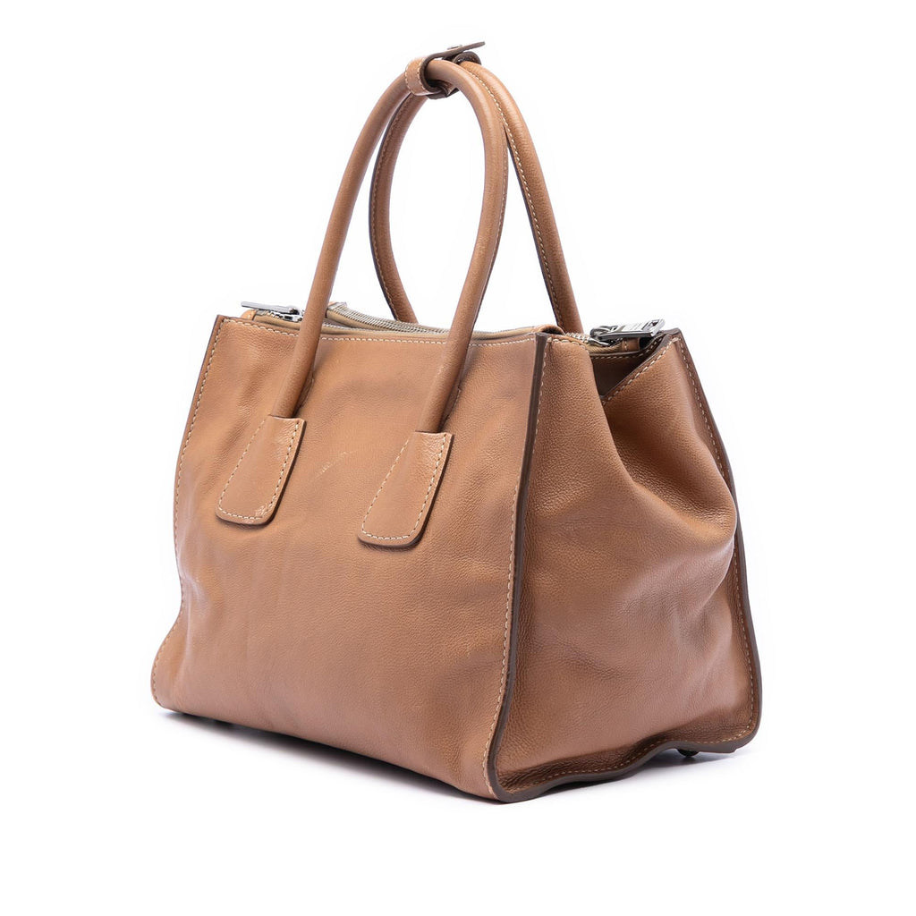 Prada Glace Calf Twin Pocket Double Handle Satchel