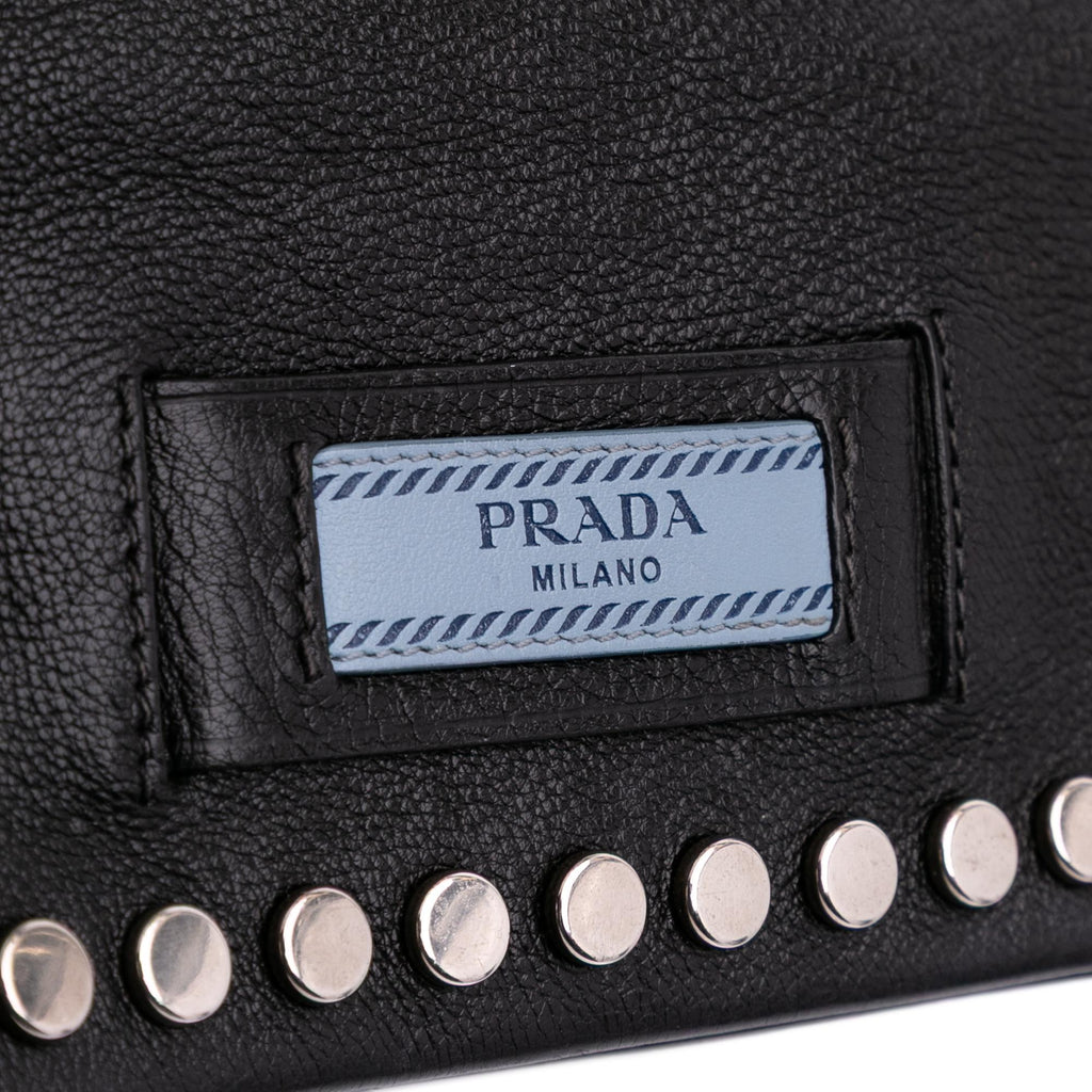Prada Glace Calfskin Studded Etiquette Flap