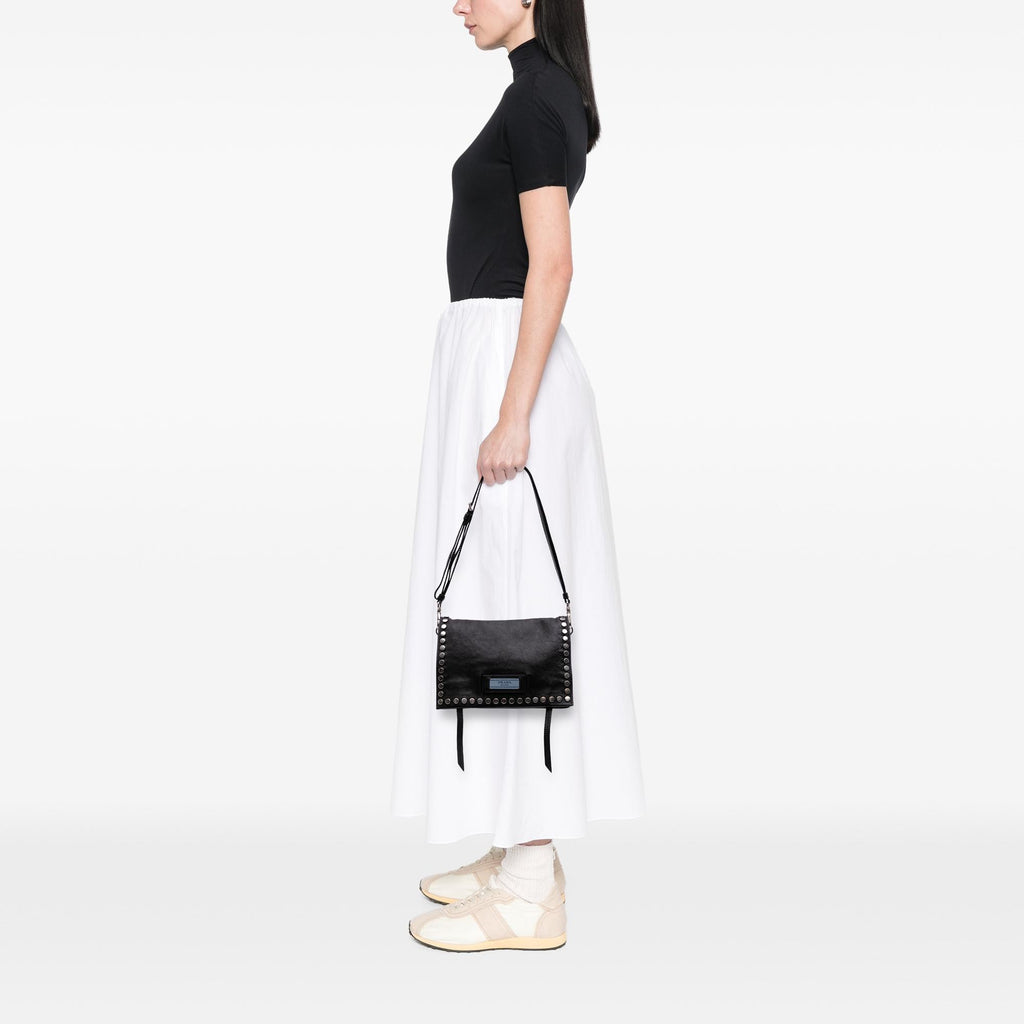 Prada Glace Calfskin Studded Etiquette Flap