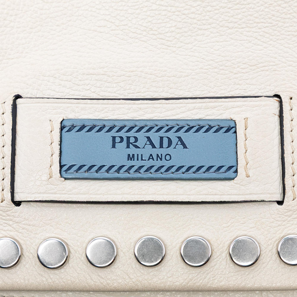 Prada Glace Calfskin Studded Etiquette Flap