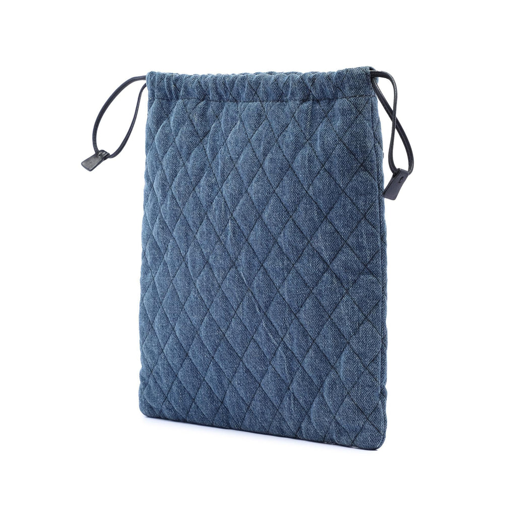 Prada Impuntu  Denim Embroidered Drawstring Pouch