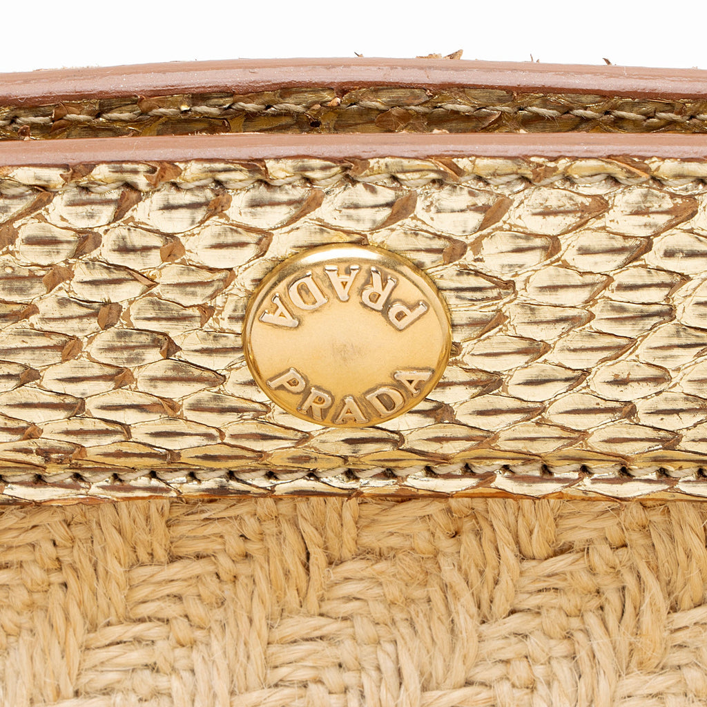 Prada Jute Metallic Python Framed Satchel