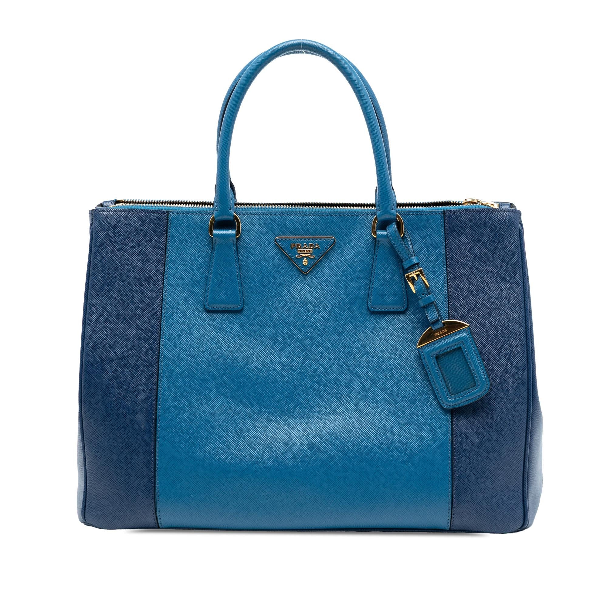 Prada Large Bicolor Saffiano Lux Galleria Double Zip Satchel