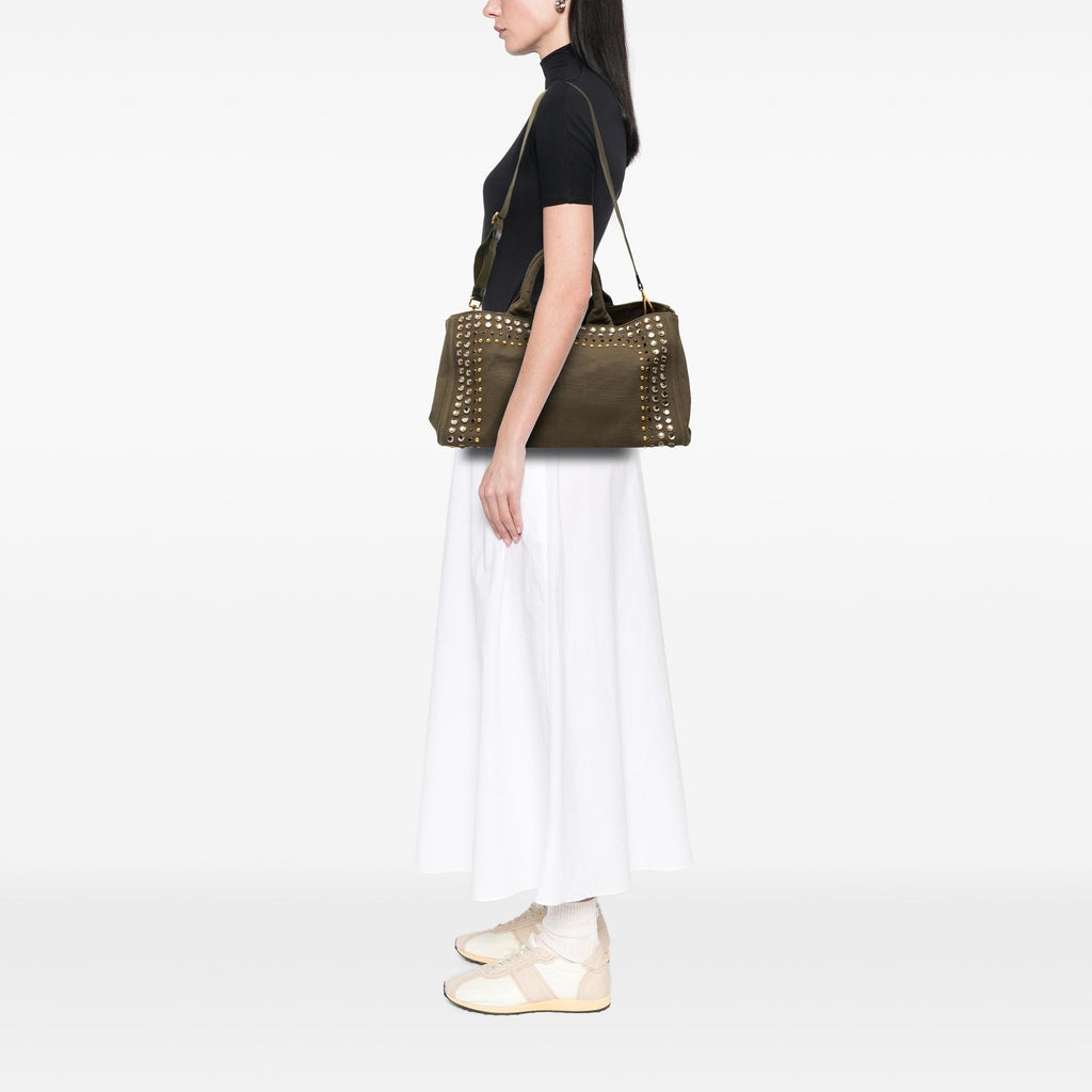 Prada Large Canvas Canapa Bijoux Satchel